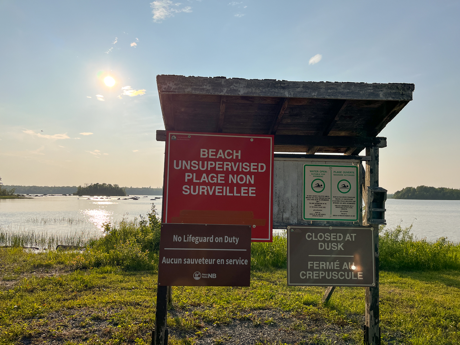 Beach sign at North Lake Provincial Park